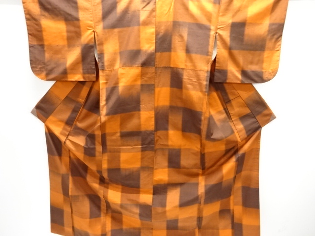 JAPANESE KIMONO / KIMONO ENSEMBLE / SILK / HAND WOVEN TSUMUGI / GRID